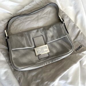 Fendi Limited Edition Vintage Silver Metallic Baguette